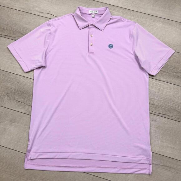 Peter Millar Summer Comfort Polo Shirt Pink White Stripe Large Stretch Golf Club - Picture 2 of 7